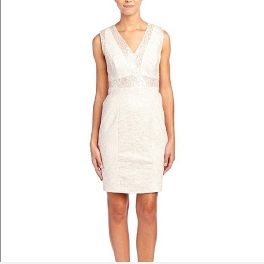 Phoebe Couture Mixed Media Tweed Sheath Dress